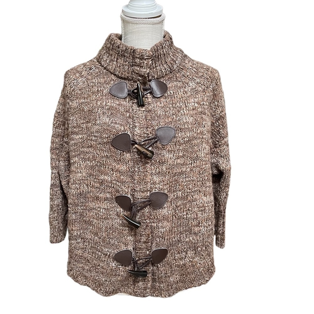 Dress Barn Wool Blend Knit  Pullover Poncho Sweater in Brown Size: XL‎